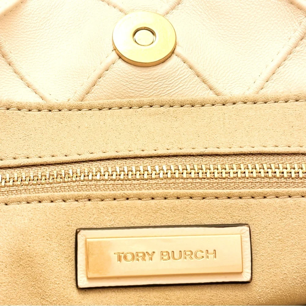 TORY BURCH FLEMING SOFT CREAM HOBO QUILTED SHOULDER HANDBAG Like New!